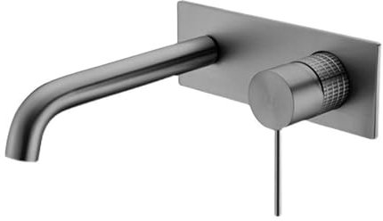 BiaoTeng Wand Waschtischarmatur Unterputz Einhebelmischer Warm und Kalt Messing Armatur Waschbecken aus Der Wand Unterputz Grau