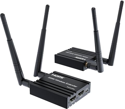 PremiumCord HDMI Extender Wireless Fino a 200 m, Full HD 1080p, HDMI 1.3, HDCP 1.3, Custodia In Metallo