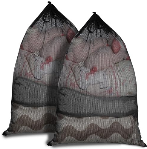 WD&CD 2 Piezas Bolsa Lavar con Cordón, Red Lavadora Interior, Malla Lavanderia para Ropa en Lavadora, Saco Reutilizable, 76x100cm, Negro