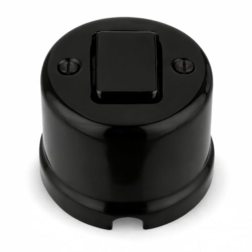 Aufputz Porzellan Retro Kreuzschalter, All-in-One, Serie QR1 schwarz