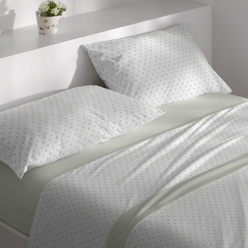 Burrito Blanco | Juego de Sábanas Velvelina Invierno Cama 150-160 Verde | 4 Piezas: Bajera, Encimera y 2 Fundas | 100% Poliéster | Cálidas | Extra Suaves | Tacto Suave | No Necesita Planchado