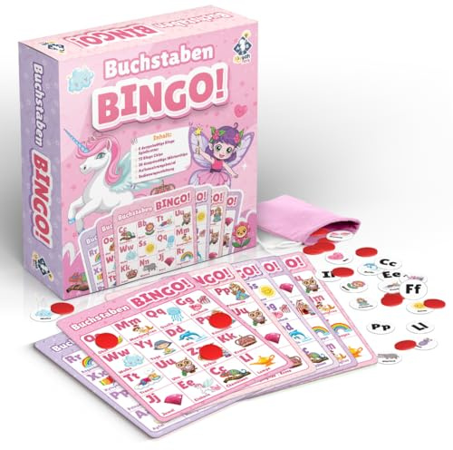 Buchstaben Bingo Kinder ABC Lernspiel ab 5 6 Jahre Montessori Vorschule | Bingo Lernspiel Kinder 5-6 Jahre, Buchstaben lernen, Lernspielzeug Vorschule, Einschulungsgeschenk Schultüte Mädchen Jungen