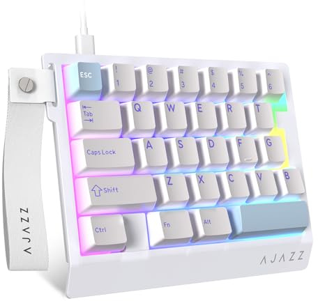 AJAZZ AK029 Tastiera da Gioco Cablata 29 Tasti per Una Mano, Polling Rate 8000Hz, Interruttori Magnetici RT 0.01mm Hotswappable, 5 Strati Riduzione del Rumore, RGB Colorato, Driver Web-Bianco