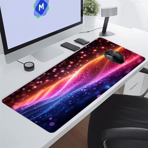 Tappetino Mouse XXL Gaming 1200x600x3 mm Linea Arcobaleno Tappetino per Mouse Grande Cuscinetto per Tastiera Grande da Scrivania Gaming Mousepad Lavabile per Ufficio e casa