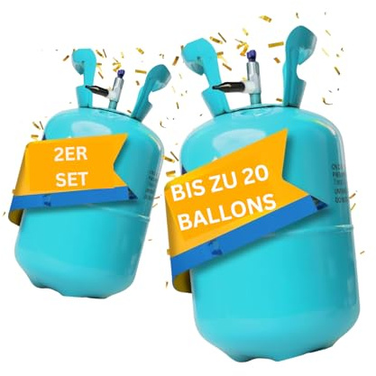 Brogaz 2x Ballongas [für ca. 40 Luftballons]– Helium Balloon Gas – Ballongas - 2x HeliumGasflasche inkl. STAHLMANN ® Informationsblatt (für ca. 40 Luftballons)