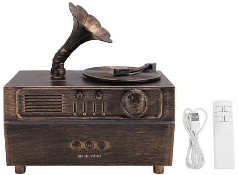 AUNMAS Diffusor für ätherische Öle, Vintage-Grammophon-Stil, Aromatherapie-Luftbefeuchter, Duft, Kühler Nebel, Verdampfer für Zuhause, Schlafzimmer, Büro, Yoga