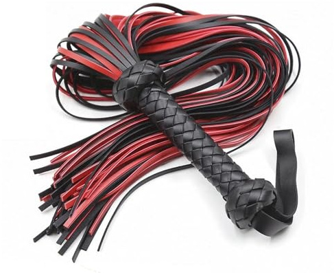 HTdangT Fouet Flogger SM Cuir Avec Anneau De Suspension Tressé Sex Toy Sexe Adulte Erotique Couples Noir Rouge Longueur 65cm