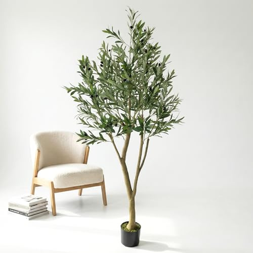 Botanwerk® Olivenbaum künstlich 180 cm - Naturgetreuer künstlicher Olivenbaum mit Extra dickem Stamm, realistischen Blättern & Oliven - Kunstbaum für Indoor & Outdoor, pflegefrei (180cm)