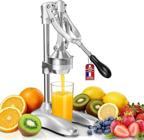 Presse Agrumes,Presse à Citron Professionnelle Avec Levier Facile,Presse Fruit Manuel pour Orange, Grenade, Citron Vert Et Pastèque (argenté)