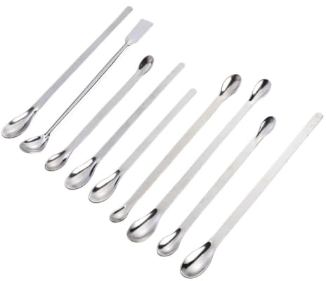 CRAFTHROU Set 9 in 1 di Spatole per Campionamento e Miscelazione da Laboratorio in Inossidabile Argento Design di Diverse Lunghezze e Stili, per Lab e Casa