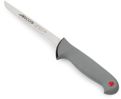 Arcos Serie Colour Prof - Cuchillo Deshuesador - Hoja de Acero Inoxidable NITRUM de 150 mm - Mango de Polipropileno recubierto de Elastómero Color gris