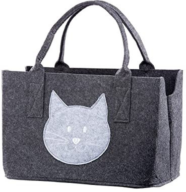 GILDE Fliztasche Katze hell-/dunkelgrau