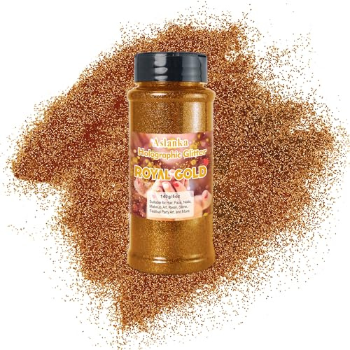 Aslanka 140g Holographische glitzerpulver, Kupfer Glitzerpuder Glitzer Pulver Glitter Bunte Irisierende für Nagelkunst, Epoxidharz, Lidschatten, Gesicht, Basteln, DIY