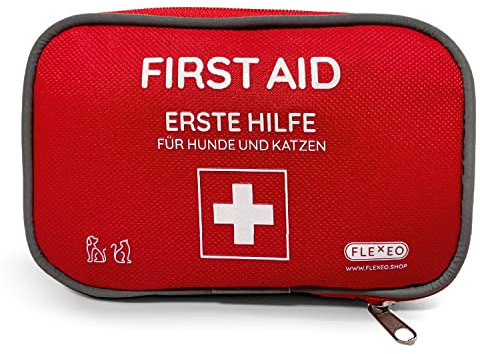 Erste-Hilfe-Set für Hund und Katze, 24-teilig mit Erste-Hilfe-Anleitung für den Notfall, Reiseapotheke Hund, Erste-Hilfe am Hund und Katze, Gesundheitsprodukte für Hunde