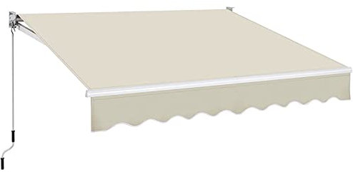 Tenda da Sole A Bracci Estensibili Avvolgibile da Esterno Balcone Finestra Porta Tettuccio Ristorante Tendalino A Scomparsa Manuale Resistente Ai Raggi UV 200 X 150 Cm/Beige
