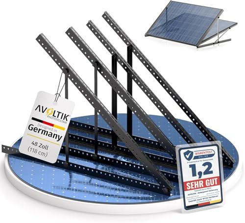 Avoltik Balkonkraftwerk Halterung 2er Set bis 118cm I Solarpanel Halterung für 2 Module I Verstellbar 0-90° I Ideal für Dach, Balkon & Boden