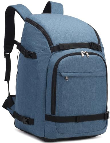 JIANYA Ski Boot Bag, 50L Waterproof Travel Backpack for Snowboard, Ski Helmet, Goggles, Gloves & Accessories, Blue
