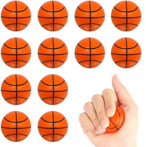 Wekuw 12-pack stressbollar, 6,3 cm ministressbollar, skum-antistressbollar, mjuka bollar, basketstressbollar, anti-stressbollar, basket, basketfest, ångestlindring