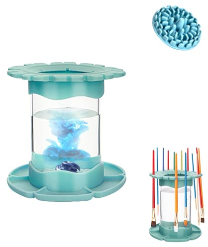 Pinselreiniger-Spülbecher, 3-in-1 Silikon Pinselhalter Pinselbecher Spülbecher Malen Pinsel Rinser Malerei Abnehmbar Kunstpinsel-Reinigerbecher Pinselspüler Pinsel Reiniger Für Aquarell (Blue,S)