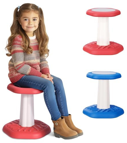 Navaris Tabouret Ergonomique Enfant - Tabouret d'équilibre pour Le développement et la Bonne Posture pour Enfant de 5 à 8 Ans - Chaise avec Base sûre et résistante Rouge