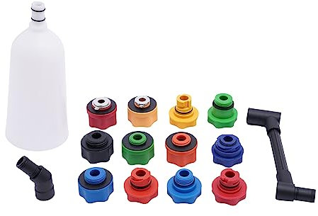 Imbuto per olio motore, 15 pezzi, con 12 adattatori, 2 l, versione in plastica, imbuto per olio motore