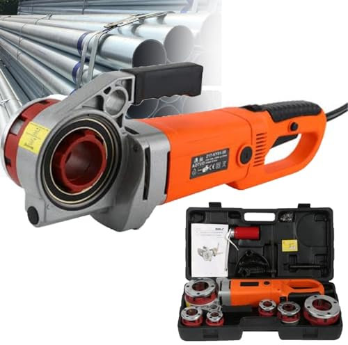 MáQuina De Roscado De Tubos De 2300 W, Kit De Accionamiento EléCtrico Manual De Alta Resistencia, Kit De Herramientas De Roscado De, Con 6 Troqueles De 1/2, 3/4, 1, 1-1/4, 1 -1/2, 2,6heads