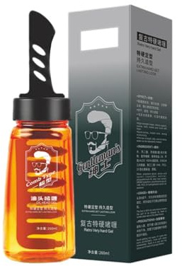 Generic Gel Coiffant avec Peigne et Huile Capillaire 2 en 1 260ml pour Cheveux (Black, One Size)