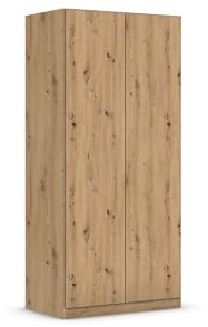 Rauch Möbel Costa, Kleiderschrank, Farbe Eiche Artisan, Breite 91 cm | Schrank, 2-türig, Push-to-open, Zubehör Basic, für Schlafzimmer, Kinderzimmer, Babyzimmer, Garderobe