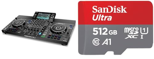 Denon DJ SC LIVE 4 - Standalone DJ-Controller, 4-Kanal Mixer & SanDisk Ultra Android microSDXC UHS-I Speicherkarte 512 GB + Adapter