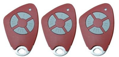 INTRATONE - Télécommande 2 ou 4 canaux pour portails et garage - Programmation uniquement par syndic ! - Badge RFID - Compatible Récepteurs HF + 1 Porte-clés DOMOBIP (4 CANAUX ROUGE - Lot de 3)