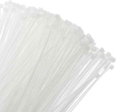 sourcing map 400pcs 15cm/6 22 Lbs Cable Zip Ties Self-Locking Small Nylon Cable Tie Wraps 4mm for Cord Management, White