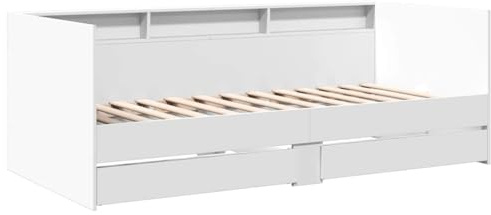 vidaXL Sängram med lådor vit 90x190 cm konstruerat trä, gästsäng, extrasäng, bekväm gästsäng, gästsängar, bekväm dagbädd, gästsäng med lådor
