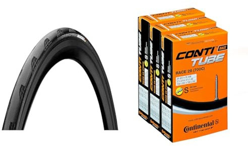 Continental Grand Prix 5000 Neumático Plegable para Bicicleta, Unisex Adulto, Negro, 28 | 700 x 28C & Pack 3 cámaras 28, 20-25, válvula Presta (Fina), 60 mm, Ciclismo, Negro, 700c Road