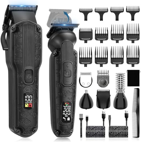 Scttomon Professionelle Haarschneidemaschine für Männer Haarschneidemaschine Männer Bartschneider Haarschneider Rasierer Akku Barber Clippers und Trimmer Set (Schwarz)