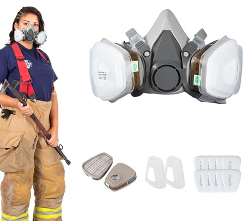 Respirador De Media Cara, Respirador Con Filtro De Polvo,Respirador De Seguridad Para Polvos | Protección Respiratoria Profesional Reutilizable, Cubierta Facial Para Medio Respirador, Co