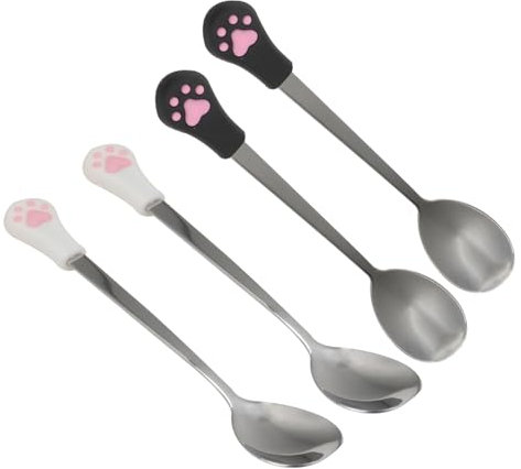 Mipcase 4Pcs Stainless Steel Pet Food Spoon Set Dog Cat Canned Food Spoon & Claw Design Ideal for Pet Feeding and Serving Wet Food Durable and Easy to