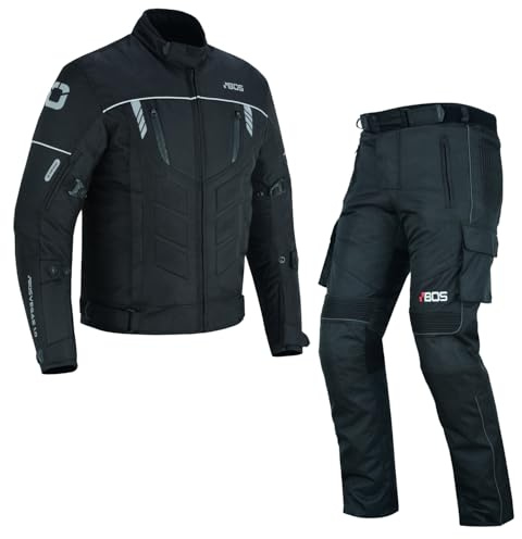 BOSmoto Motorradkombi Textil 2-teilig mit CE Protektoren – Motorradjacke und Motorradhose für Herren,Wasserdichte Motorradjacke mit Hose,Herren Motorradkombi Textil