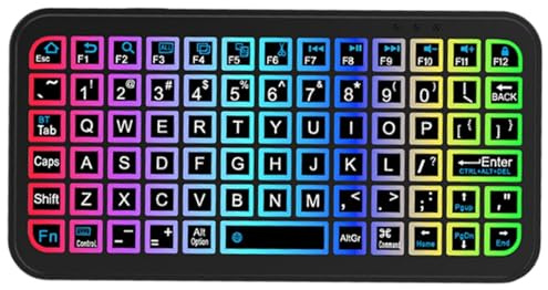 Teclado inalámbrico genérico - Teclado pequeño con Brillo Ajustable | tableta recargable de teclado de viaje para tablet de ordenador Smartphone PC | Teclado inalámbrico