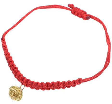 FONDOTIN Verstellbares Katzenhalsband Handgewebt Rot Kätzchenhalsband Mit Glöckchen Welpenhalsband Für Hunde Mit Einem Halsumfang Von 15–40 Cm
