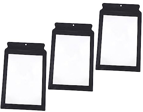Homoyoyo 3pcs Handheld Reading Magnifier A4 Book Page Magnifier for Books and Newspapers, Black Pvc Pu, Portable 3x Magnification for Seniors and Low Vision Readers