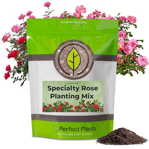 Specialty Rose Planting Mix by Perfect Plants | Premium Nutrients for Flowering Roses Such as Drift, Knockout, and Heirloom (4qt)