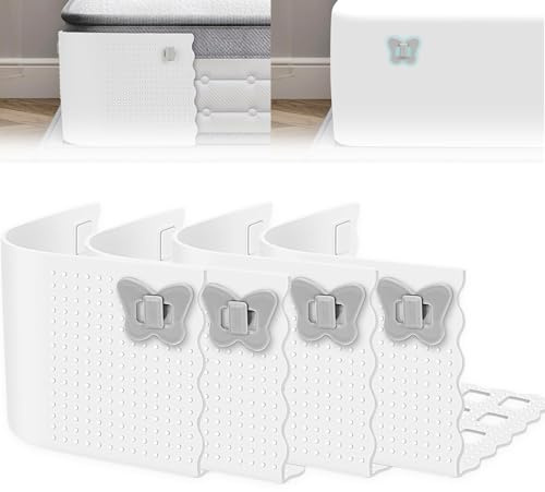 LAIKAIEU Silikon Bettblatthalter Bettlakenspanner, Clips Nicht Rutschfestig, Halten Sie Die Bettlaken Fest An Ort Und Stelle, Für Alle Größe Matratze, Decken, Bettwäsche (4pcs,Weiß)