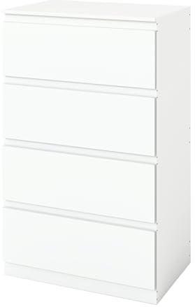 Komodenschrank für Schlafzimmer 60 cm Breit Kommode Weiß mit 4 Schubladen, Nachtkasten Schubladenkommode Kommode&Sideboard Komoda Weiss für Büro Wohnzimmer Schlafzimmer Flur Möbel(60x40x98CM)