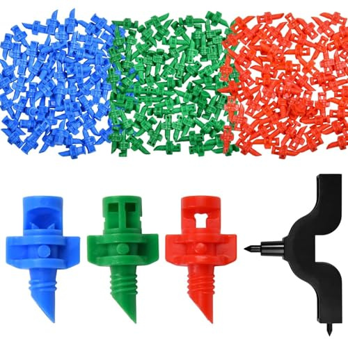 SPEEDWOX 210PCS 90/180/360 degrés émetteurs d’irrigation goutte à goutte 3 têtes de couleur Irrigation brumisation Sprinkler réfraction Micro pulvérisateur réfraction automisation goutteurs Applicable