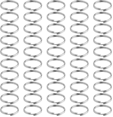 50 petits Double anneau fendu de 10 mm Anneaux Porte Clé avec double boucles en métal,Ronds fendus,Anneaux fendus Pour Accueil Voiture Clés Pendentifs,organisation des clés
