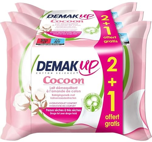 Lingettes démaquillantes au lait hydratant,3 x 25 lingettes