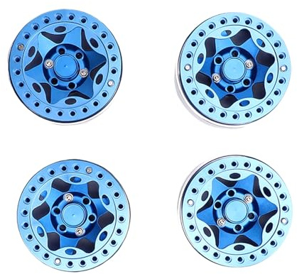 WINH 1.9 Inch Beadlock's Wheel Rim Rim, Aluminum Aluminum Rccc Alloy for Upgrades (Blue)