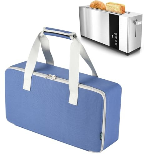 Beautyflier Carrying Bag for Mueller UltraToast 2 Slice Toaster, Portable Carry Case for 10'' Long Slot Bella 2 Slice Toaster, Travel Storage Bag with Hand Strap, Durable and Long-Lasting (Blue)