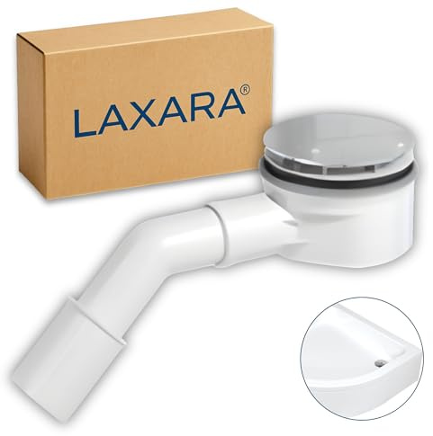 LAXARA Showerlok Ablaufgarnitur für Dusche 90 mm – flacher Duschwannenablauf mit Geruchsstop & Haarsieb – Garnitur für Duschablauf & Duschabfluss 40/50 mm Anschluss | Version: LOW CHROM