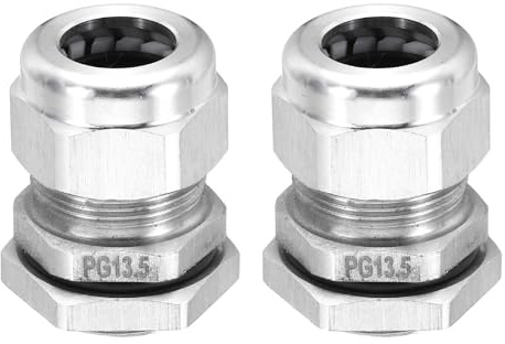 QUARKZMAN Prensaestopas PG13.5, conector de sujeción de cable con alivio de tensión impermeable IP68 para cables de 6-12 mm de diámetro, protectores de cable de acero inoxidable 304 (2PCS)
